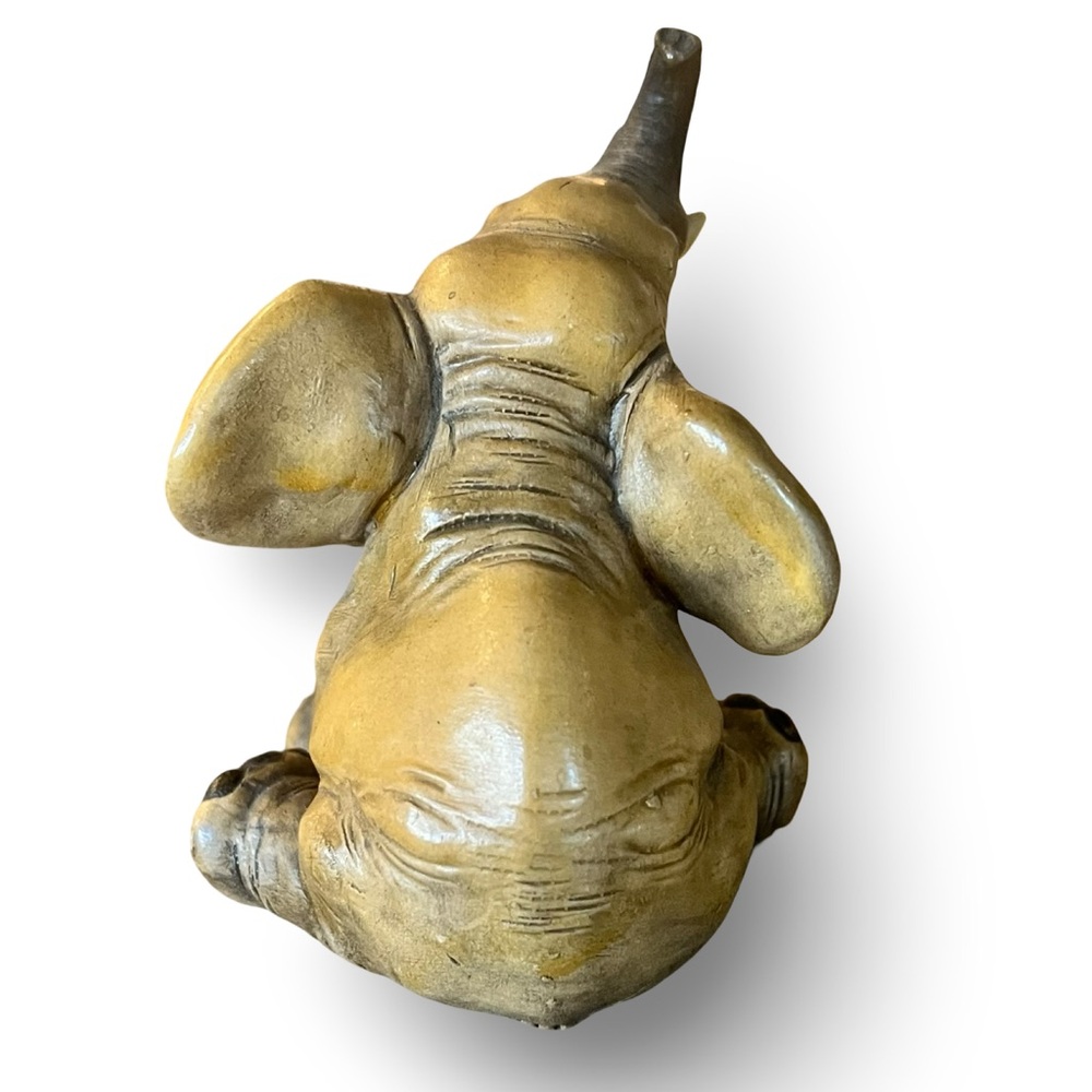 Vintage Signed Guido Cacciapuoti Made in Italy Baby Elephant Figurine Trunk Up - Picture 5 of 10